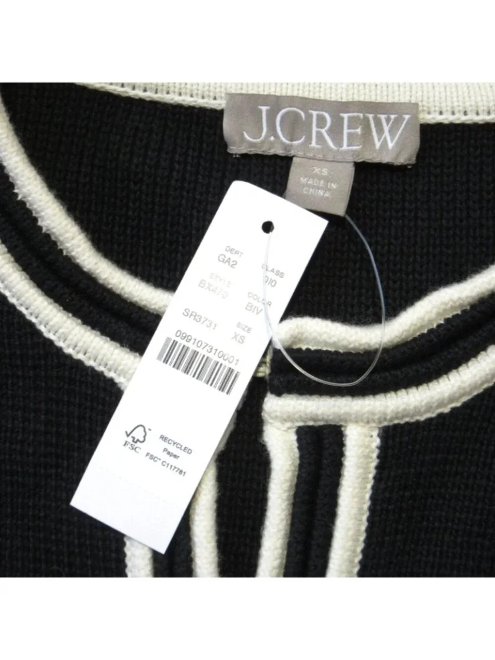 NWT J.Crew Emilie Sweater Lady Jacket in Black Ivory Contrast Trim Cardigan XS - Picture 3 of 5